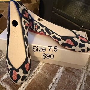Rothy's Leopard Knit Ballet Flats in Navy, Cream & Coral